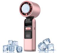 LYMYBETY Portable Handheld Fan, High-Speed Turbo Mini Fan with 4000mAh Battery LED Display, 100 Adjustable Speed, USB Rechargeable Foldable Personal Fan for Home Office Travel Outdoor (Pink, K801)