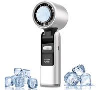 LYMYBETY Portable Handheld Fan, High-Speed Turbo Mini Fan with 4000mAh Battery LED Display, 100 Adjustable Speed, USB Rechargeable Foldable Personal Fan for Home Office Travel Outdoor (White, K801)