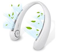 LYMYBETY Portable Neck Fan,Rechargeable Hanging Neck Fan,Bladeless Hands Free Fan with 3 Speeds,3000 mAh Battery Operated Wearable Personal Fan for Men Women Kids Home Office Travel Outdoor (White)