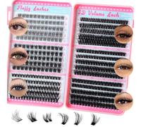 LYMYBETY Wispy Cluster Lashes D Curl 450pcs Individual Eyelashes Natural Lash Clusters Fluffy Lashes Individual Cluster DIY Lash Extensions at Home for Beginners (6Styles Eyelash Book,10-18mm)