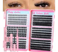 LYMYBETY Wispy Cluster Lashes Kit D Curl 450pcs Individual Eyelashes Kit Lash Clusters Fluffy Cluster Lashes DIY Lash Extensions Kit with Eyelash Glue Kit & Tweezers (Eyelash Book kit, 10-18mm)