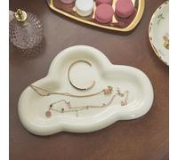 Lynagert Cloud Trinket Dish, Chubby Jewelry Tray, Ceramic Jewelry Ring Trinket Dish for Rings Earrings Necklace Organizer, Mother's Day Thanksgiving Christmas Birthday Bridesmaid Gifts (Crème)