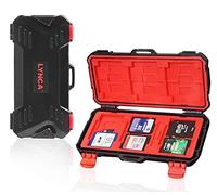 LYNCA 36 Slots SD TF CF Memory Card Case Holder Water-Resistant Anti-Shock Carrying Case for 12 SD 6 TF 6 MIM 3 CF 3 XQD & 6 NANO SIM Cards, Compact and Large Capacity Camera Memory Cards Storage Box