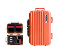 LYNCA Memory Card Case Holder, Memory Card Hard Protector Case Professional Water-Resistant Anti-Shock Compact Camera Card Hard Storage Box for 8 SD Cards 4 CF Cards 12 Micro SD/TF Cards (Orange)