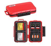 LYNCA Memory Card Case Holder, Memory Card Hard Protector Case Professional Water-Resistant Anti-Shock Compact Camera Card Hard Storage Box for 8 SD Cards 4 CF Cards 12 Micro SD/TF Cards (Red)