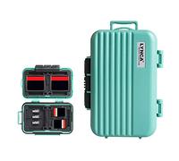 LYNCA Memory Card Case Holder, Memory Card Hard Protector Case Professional Water-Resistant Anti-Shock Compact Camera Card Hard Storage Box for 8 SD Cards 4 CF Cards 12 Micro SD/TF Cards (Green)
