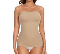 Lynclare Shapewear Tank Tops for Women Tummy Control Seamless Compression Camisole Long Length Tube Top, Beige, XL