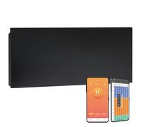 Lyndo WiFi Electric Panel Heater/Convector Radiatot, Wall Mounted, Splash Proof, With Timer, Thermostat, Voice Control, Modern (Black, 2500W)