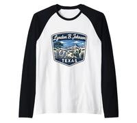 Lyndon B Johnson Texas Vintage Landscape Bluebonnet Cactus Raglan Baseball Tee