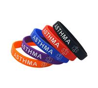 Lyndong 5 Pack Asthma Silicone Medical Alert Emergency Bracelet Wristbands, 7.5 inches, Silicone