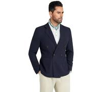 Lynerun Mens Blazer Jacket Slim Fit Knit Double Breasted Casual Blazer Men 1 Button Notched Business Mens Sport Coat, Navy Blue, XS