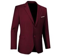 Lynerun Mens Blazer Sports Coat Slim Fit 2 Button Solid Men's Casual Suit Blazer Jackets, Dark Burgundy, 4XL