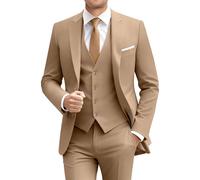 Lynerun Mens Suit Solid Two Button Slim Fit Suit Set for Wedding Formal Business Suit Men 3 Piece Suit Blazer Vest Pants Set