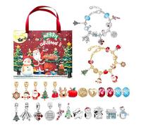 Lyneun 2024 Advent Calendar Bracelet for Kids, Christmas Countdown Calendar Decor Set, Charm Bracelet Advent Calendar, 24Pcs Christmas Themed DIY Bracelet Set for Christmas Holiday Party (Red)