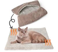 Lyneun Cat Bed Washable 80x60cm - 4 in 1 Foldable Pet Bed for Indoor Cats, Warm Soft Kitten Cushion