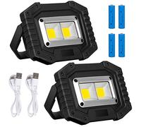 Lyneun LED Work Light Rechargeable Floodlight COB Portable 30W 2000Lumens with 3 Modes,Spotlight IP65 Waterproof Outdoor for Camping Traveling Fishing Security Lights(2Pack)