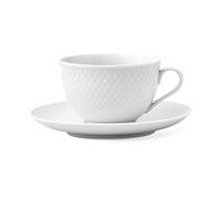 Lyngby Porcelæn Rhombe tea cup with saucer 24 cl White