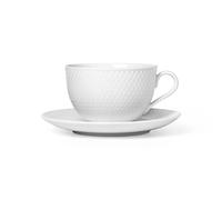 Lyngby Porcelæn Rhombe teacup with saucer white