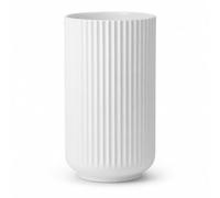 Lyngby Vase H15.5 cm White A Handmade Porcelain Scandinavian Style with Grooves as a Decorative Vase for Bouquets, Branches or as a Decorative Piece