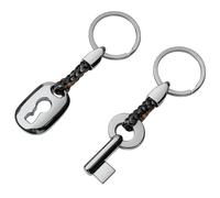 LynixTrade 1 Pair Couple Keychains for 10 Years Anniversary Wedding Gifts | Gunmetal Grey, Tin Iron Theme 10th Anniversary Wedding Gifts for Him Her Husband Wife, Christmas Valentine Couple Present
