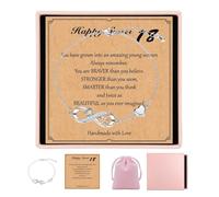 LynixTrade 18th Birthday Gifts for Girls Adjustable Bracelet with Present Bag and Packaging Box Inspirational Card Present for 18 Year Old Girl Sweet 18 Birthday Gifts for Daughter Sisters Friends