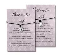 LynixTrade 2 Pcs Snowflake Friendship Bracelet Set - Wish Bracelets with Christmas Eve Wish Cards, Ideal Christmas Eve Box Fillers or Stocking Fillers for Girls and Adults Gift Exchange