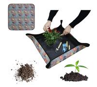 LynixTrade 29.5 X 29.5 Inches Plant Repotting Mat, Waterproof Planting Mat Indoor Portable Potting Trap Transplanting Mat and Potting Soil Mess Control, Gardening Gifts for Plant Lover (Grey)