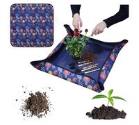 LynixTrade 29.5 X 29.5 Inches Plant Repotting Mat, Waterproof Planting Mat Indoor Portable Potting Trap Transplanting Mat and Potting Soil Mess Control, Gardening Gifts for Plant Lover (Blue)