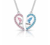 LynixTrade 2PCS Butterfly Matching Friendship Necklaces, BFF Necklace for 2 Girls with Heart Shape Pendant, Best Friend Necklace Jewellery for Girls Women Birthday Easter Graduation