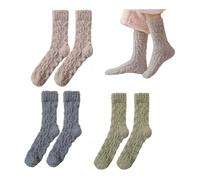 LynixTrade 3 Pairs Womens Fuzzy Socks Winter Warm Fluffy Socks Brown gray and green Color Soft Home Sleeping Bed Sock Winter Plush Crew Slipper Sock