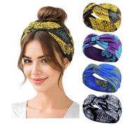 LynixTrade 4 Pack Wide Headbands for Women's Hair Head Bands Adult Women Elastic Head Bands Soft Ladies Boho Fashion Bandanas Knot Twisted Knot Hair Accessories (Multicolor-4pcs, One size)