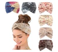 LynixTrade 6 Pcs Wide Headbands for Women's Hair Head Bands Adult Women Elastic Head Bands Soft Ladies Boho Fashion Bandanas Knot Twisted Knot Hair Accessories