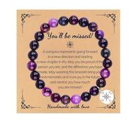 LynixTrade Healing Crystal Bracelet 8mm Natural Gemstone Beaded Bracelets for Women Men Amethyst Anxiety Bracelet Good Luck Bracelets with You Will Be Missed Card Leaving Gift Retirement Gift