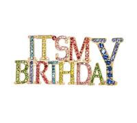 LynixTrade Its My Birthday Badge, Shiny Birthday Badge Girl Boy, Colorful Rhinestone Birth Day Badges for Adults, Hollowed Out Teenager Birth Day Decorations