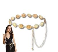 LynixTrade Western Chain Belts for Women, Western Metal Concho Belt Adjustable Waist Chain Gold Cowgirl Belt for Festival Dress Jeans