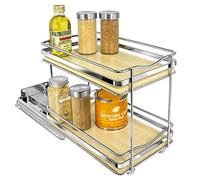 Lynk Professional® Élite™ Pull Out Spice Rack Organizer for Cabinet - Lifetime Limited Warranty - Slide Out Rack, 6-1/4 inch Wide, Wood and Chrome Sliding Spice Organizer Shelf - Double