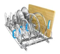 LYNK PROFESSIONAL® Pull Out Pot Lid and Cookie Sheet Organizer Rack for Cabinet - Lifetime Ltd. Warranty - Sliding Kitchen Organizers - Pans, Lids, and Tray Storage - 14W x 21D, Extra-Large, Chrome