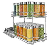 LYNK PROFESSIONAL® Pull Out Spice Rack Organizer for Cabinet - Lifetime Limited Warranty - Slide Out Rack - 6-1/4 inch Wide Sliding Spice Organizer Shelf - Double - Chrome