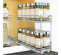 Lynk Professional® Pull Out Spice Rack Organizer for Cabinet - Lifetime Limited Warranty - Slide Out Rack - 4-1/4 inch Wide Sliding Spice Organizer Shelf - Double, Chrome