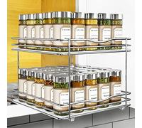 Lynk Professional® Pull Out Spice Rack Organizer for Cabinet - Slide Out Vertical Spice Rack - 10-1/4 inch Wide Sliding Spice Organizer Shelf - Double, Chrome