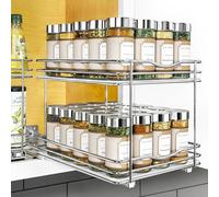 Lynk Professional® Pull Out Spice Rack Organizer for Cabinet - Slide Out Vertical Spice Rack - 8-1/4 inch Wide Sliding Spice Organizer Shelf - Double, Chrome