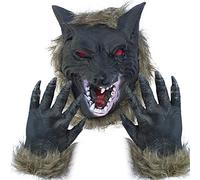 Lynkaye Holloween Horror Mask Party Cosplay Costume Werewolf Dress Up Mask - Wolf Head Mask and Claws Grey