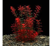 LYNKO Large Aquarium Plants Artificial Plastic Fish Tank Plants Decoration Ornament Safe for All Fish 30cm x 10cm - Red