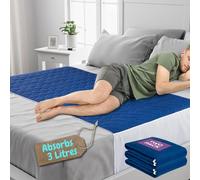 Lynmark® 2x Waterproof Bed Protector with Tuck-In Flaps - Washable Bedwetting & Incontinence Sheets Absorb Up to 3L - Leak-Proof OEKO-Tex Certified Cotton Mattress Pad for King Beds - 150x85cm, Navy
