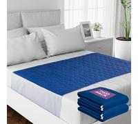 Lynmark® 2x Waterproof Bed Protector with Tuck-In Flaps - Washable Bedwetting & Incontinence Sheets Absorb Up to 2L - Leak-Proof OEKO-Tex Certified Cotton Mattress Pad for Double Beds - 135x85cm, Navy