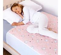 Lynmark® Toddler Potty Training Bed Pads with Tuck-In Flaps - Soft Waterproof Bedwetting Pee Protector Mat for Kids - Multi-Layer Non-Slip Washable Mattress Sheet Absorbs Up to 2L - 90x85cm, Unicorn