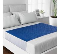 Lynmark® Waterproof Bed Protector with Tuck-In Flaps - Washable Bedwetting & Incontinence Sheets Absorb Up to 2L - Leak-Proof OEKO-Tex Certified Cotton Mattress Pad for Double Beds - 135x85cm, Navy