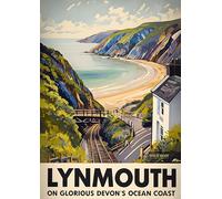 Lynmouth Travel Poster - A4 Wall Art, Wanderlust Print, Inspirational World Map, Vintage City, Retro Poster, Home Decor for Living Room, Office, Gift Idea for Travel Lovers