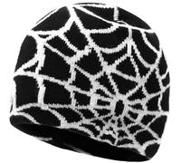 Lynmquober Knitted Beanie Hat Spider Web Skull Cap for Women Men Black White