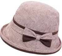 Lynmquober Women's Foldable Fedora Bucket Hat Rolled Brim with Bowknot Khaki